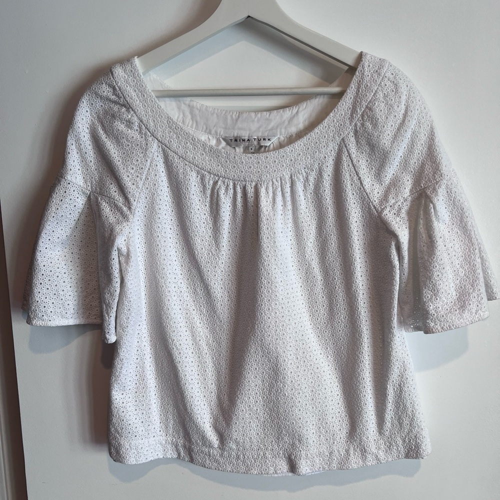 Trina Turk eyelet blouse. 100% cotton. Size S. Excellent condition